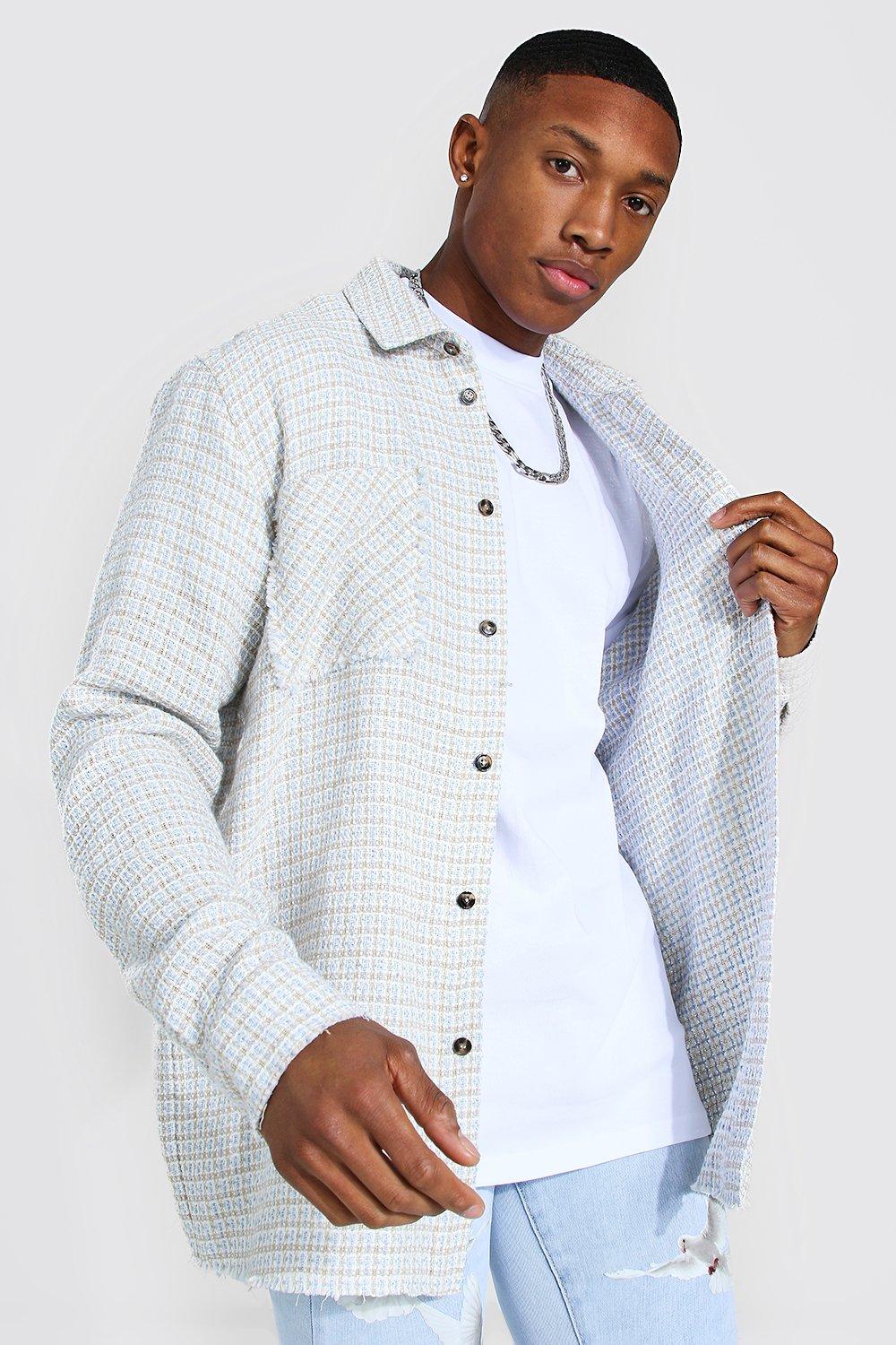 Boucle Flannel Shirt Jacket | boohooMAN USA